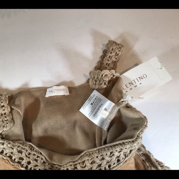 VALENTINO NUDE BOHO CROCHET DETAIL DRESS NWT SZ 6 - Picture 13 of 14